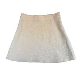 Zara Knit Cream Wool Mini Skirt Textured A-Line Size S‎ Side Zip Neutral Winter